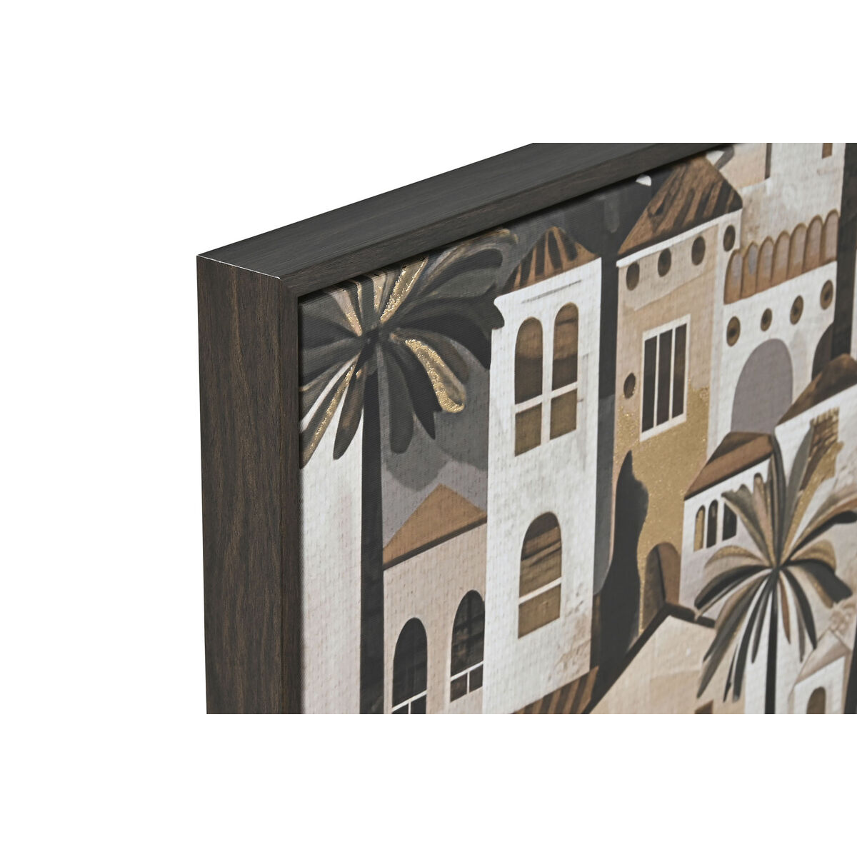 Painting Home ESPRIT Green Beige Golden Houses Tropical 63 x 4,5 x 93 cm (2 Units)
