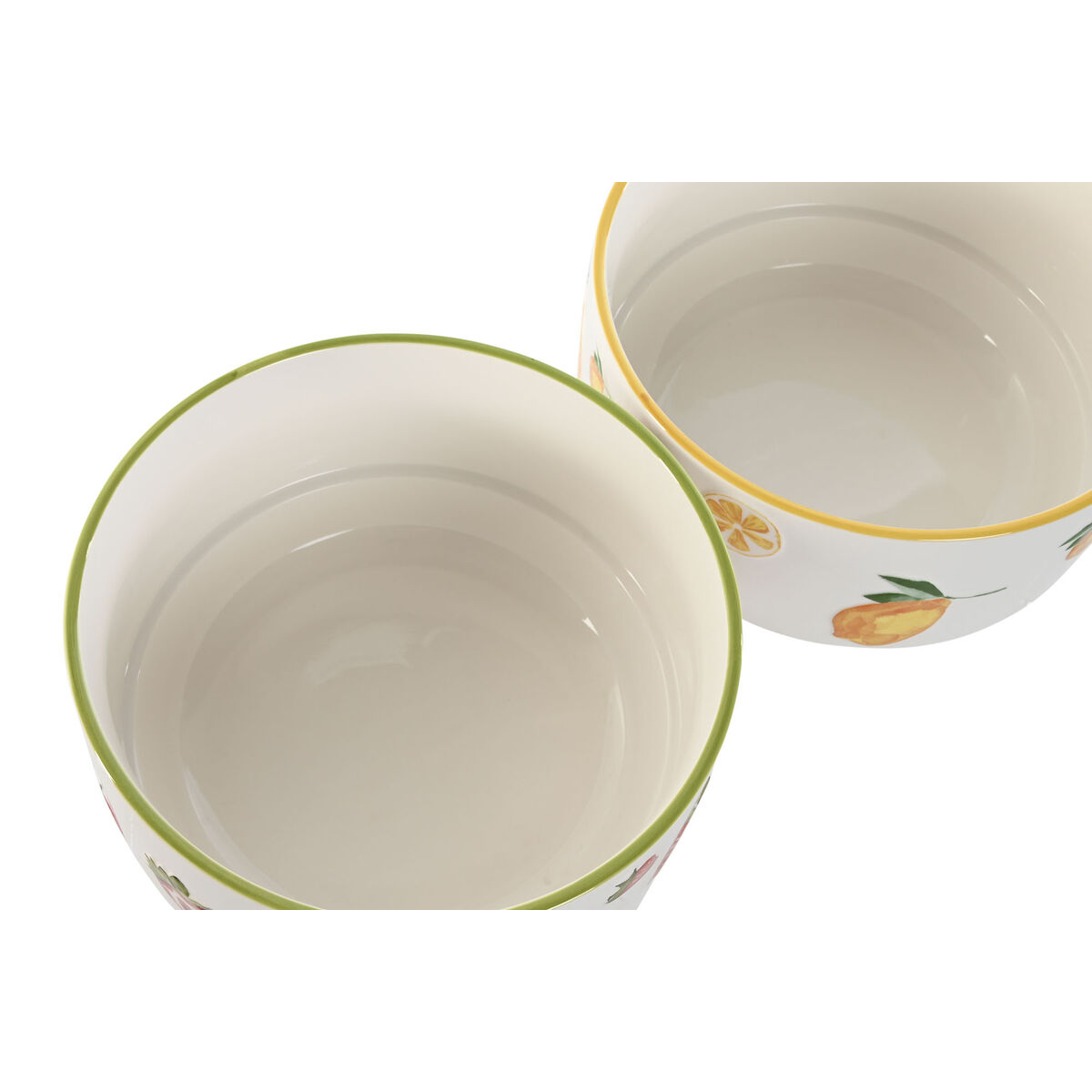 Salad Bowl Home ESPRIT Yellow Red Green Porcelain 21 x 21 x 12 cm (2 Units)