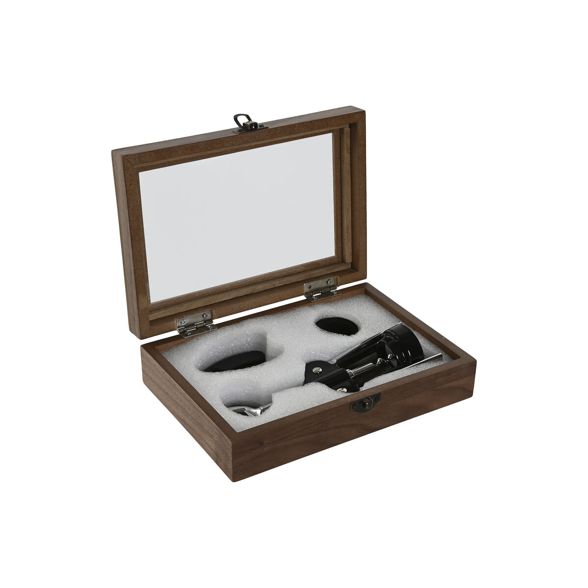 Set of Wine Accessories Home ESPRIT Black Natural Stainless steel MDF Wood 21 x 14,5 x 5,4 cm