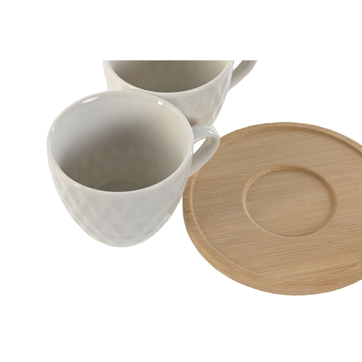 Set of 6 Cups with Plate Home ESPRIT White Bamboo Porcelain 90 ml