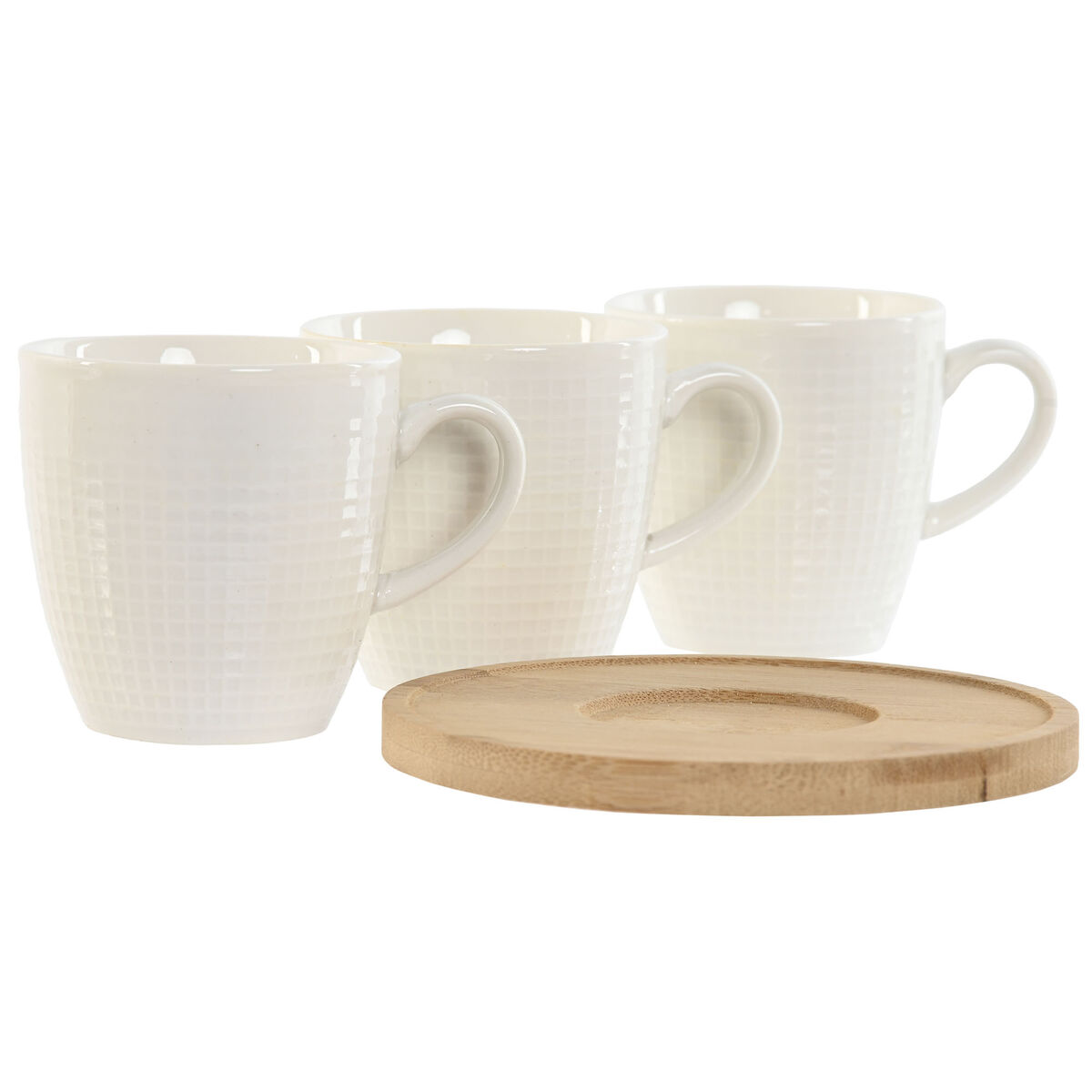 Piece Coffee Cup Set Home ESPRIT White Bamboo Porcelain 90 ml