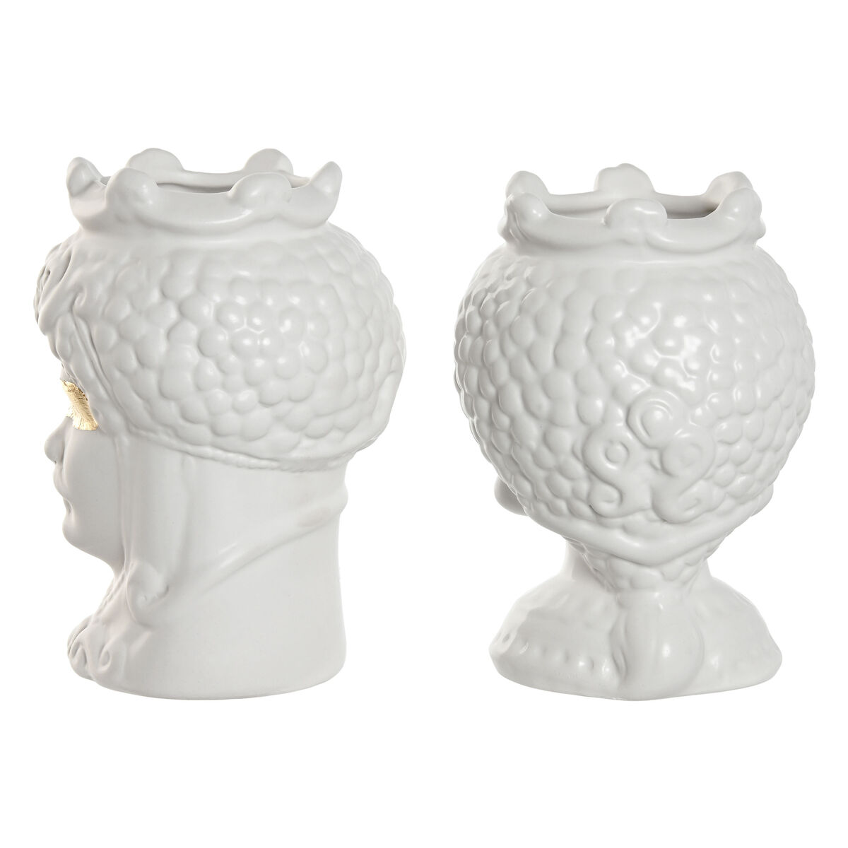 Planter Home ESPRIT White Golden Porcelain 10 x 10 x 14 cm (2 Units)