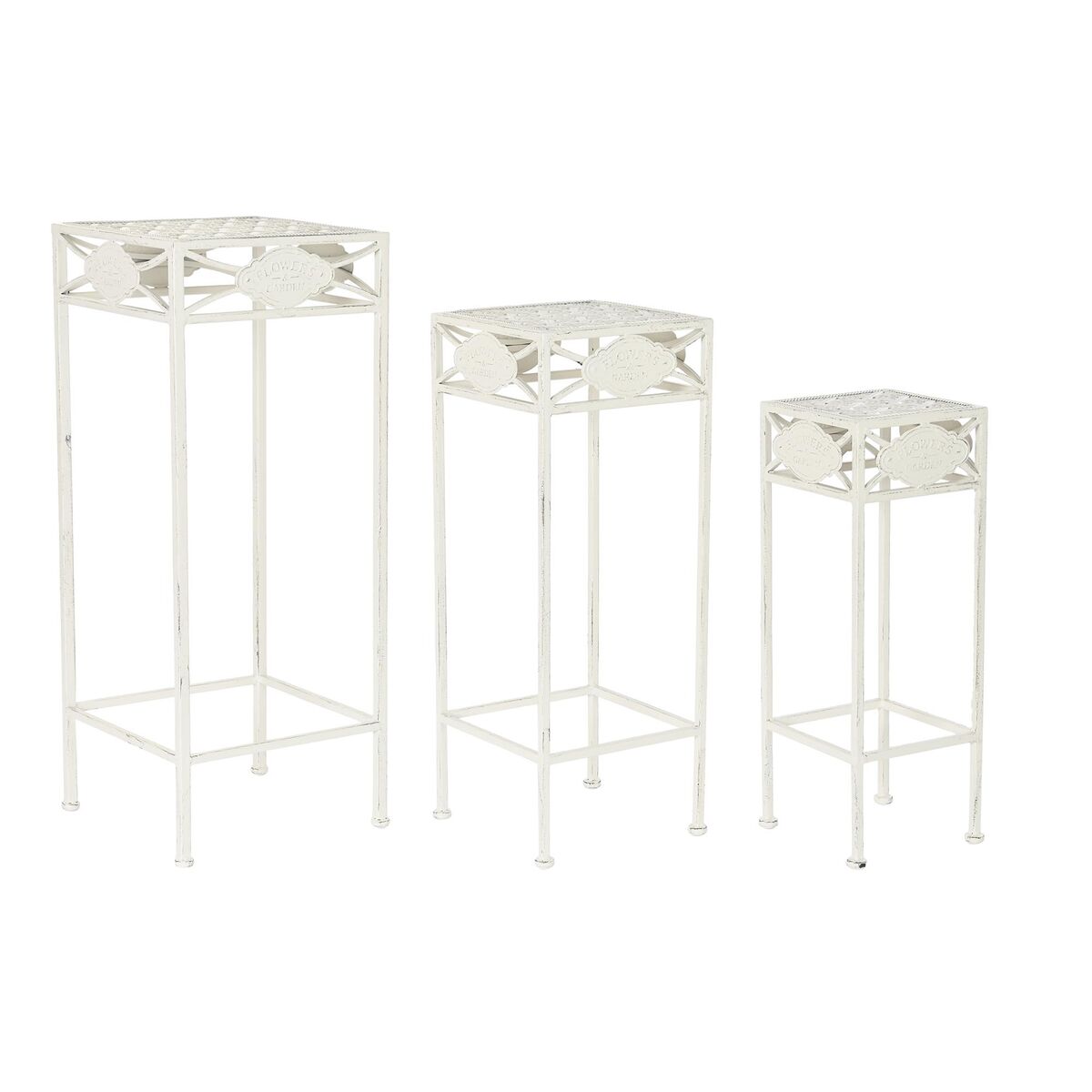 Set of 3 tables Home ESPRIT White 30 x 30 x 70 cm (3 Pieces)
