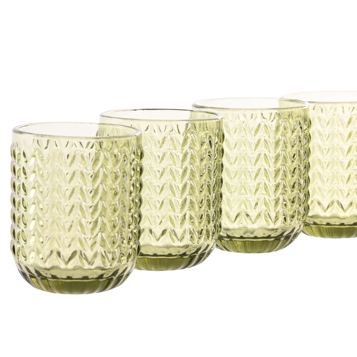 Set of glasses Home ESPRIT Green Crystal With relief 275 ml (6 Units)