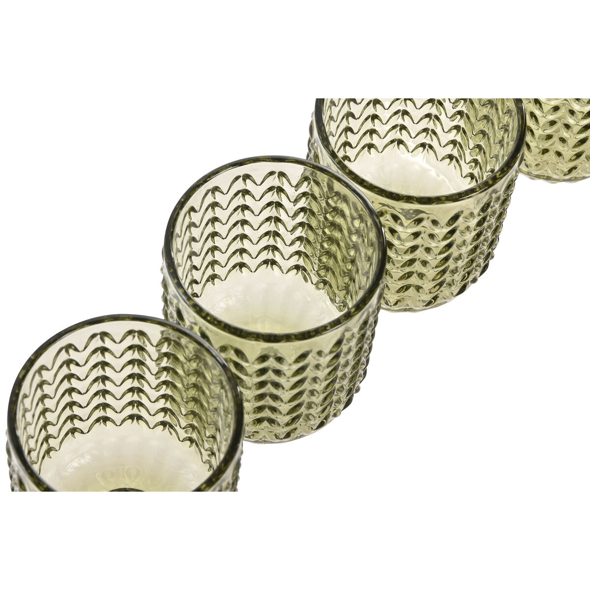 Set of glasses Home ESPRIT Green Crystal With relief 275 ml (6 Units)