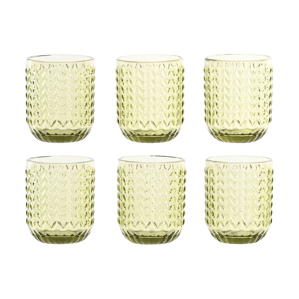 Set of glasses Home ESPRIT Green Crystal With relief 275 ml (6 Units)