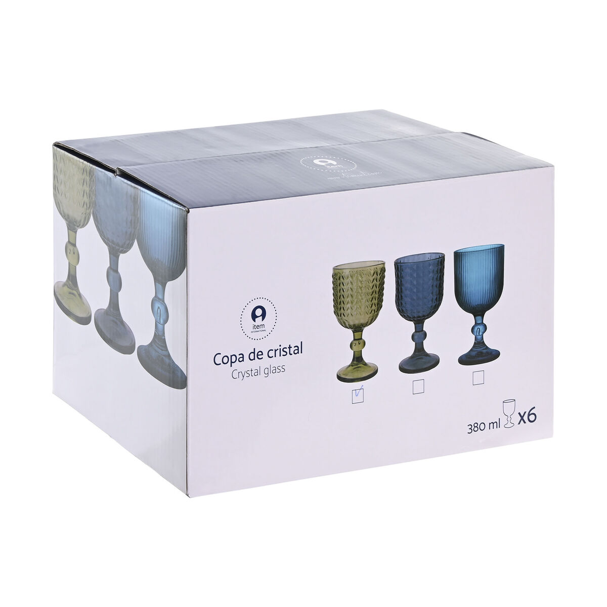 Set of cups Home ESPRIT Green Crystal 380 ml (6 Units)