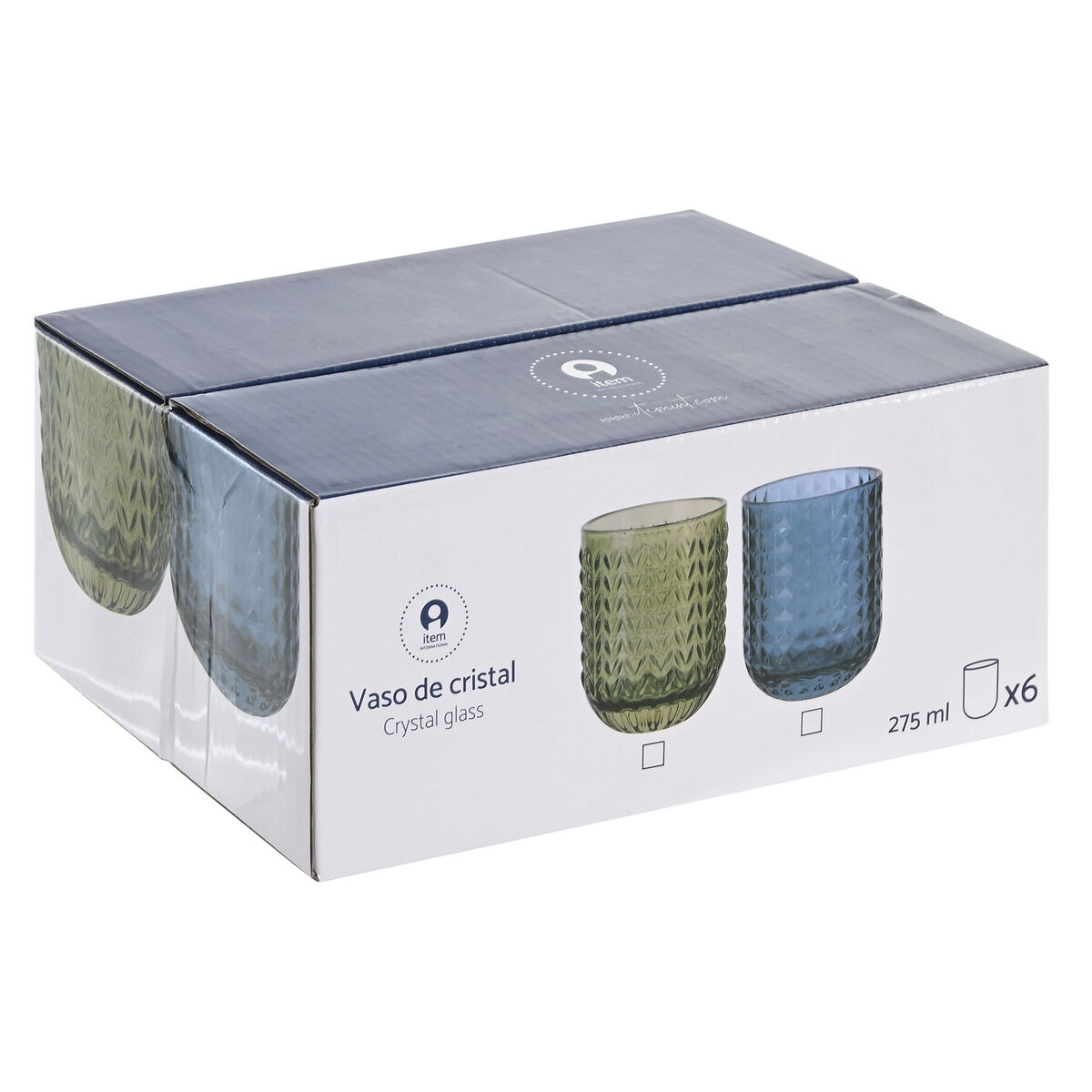 Set of glasses Home ESPRIT Blue Crystal 275 ml (6 Units)