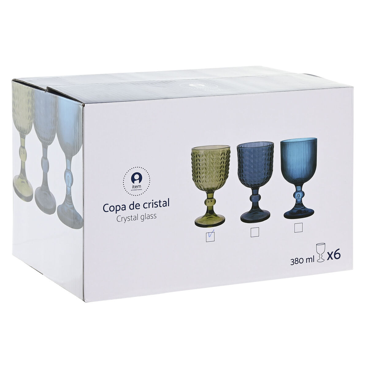 Set of cups Home ESPRIT Blue Crystal 380 ml (6 Units)