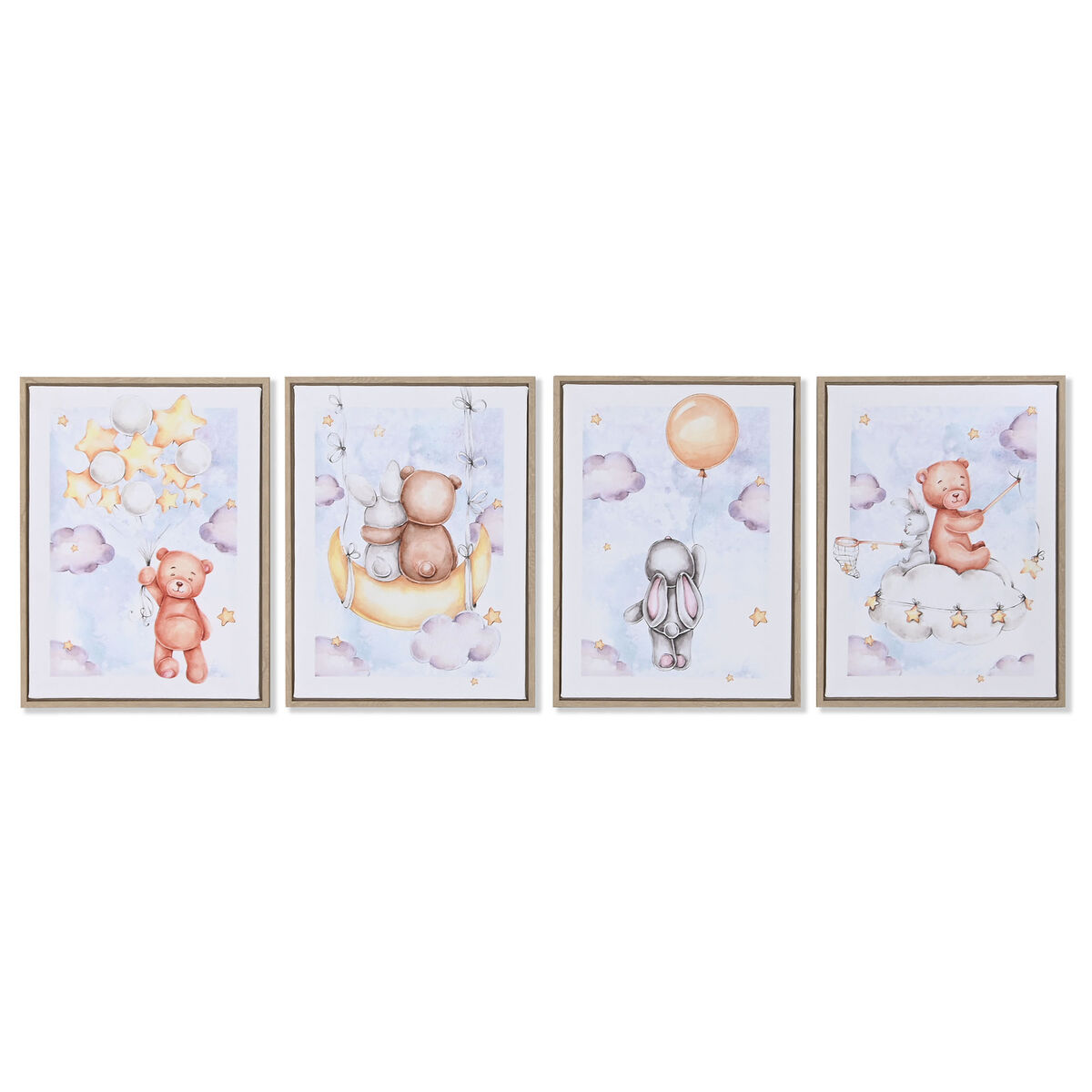 Painting Home ESPRIT Blue Brown Children’s 30 x 2 x 40 cm (4 Units)