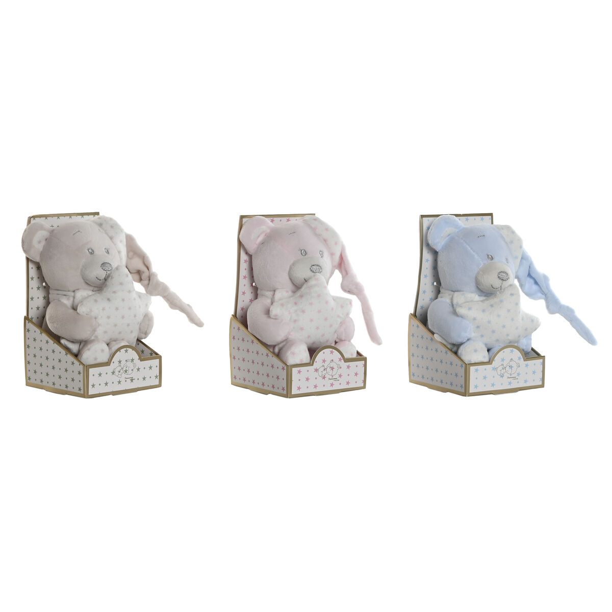 Fluffy toy Home ESPRIT Blue Beige Pink Polyester 20 x 10 x 15 cm (3 Units)
