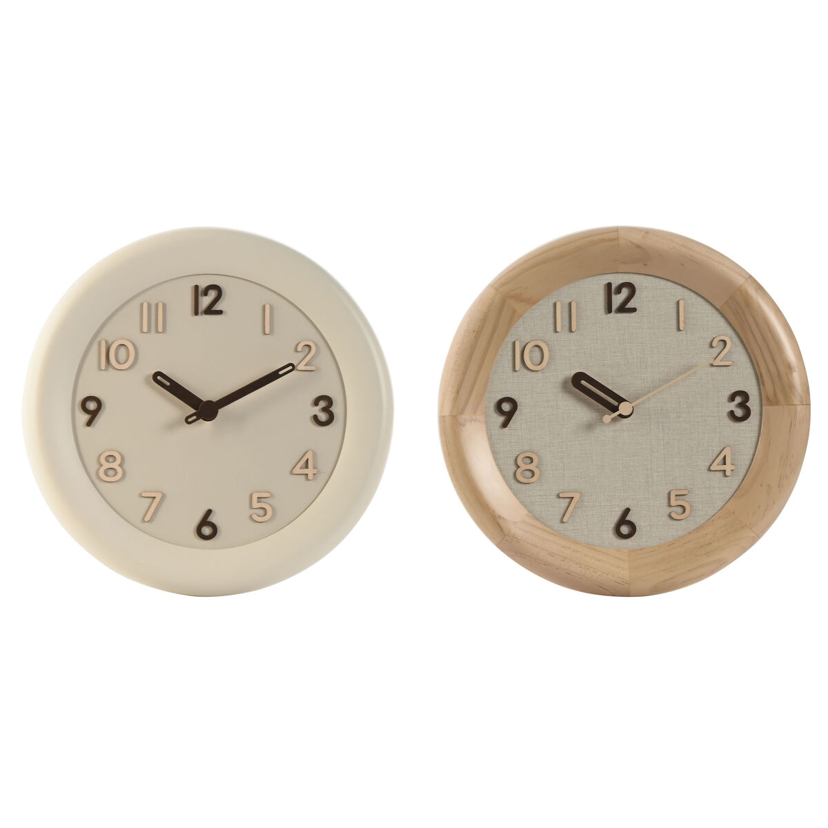 Wall Clock Home ESPRIT Beige Natural Wood 30 x 5 x 30 cm (2 Units)
