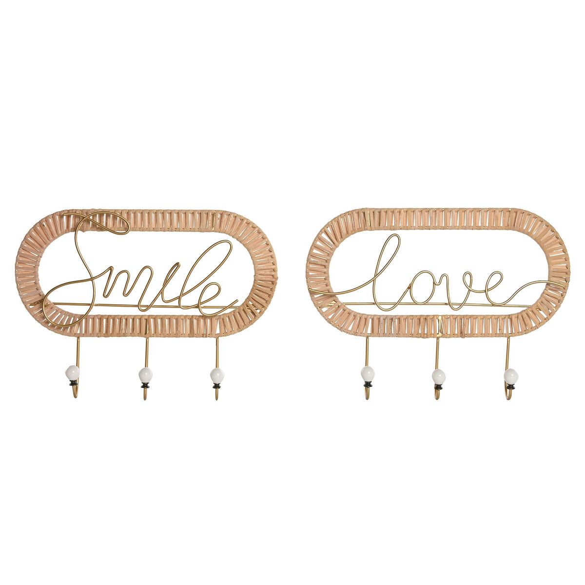 Wall mounted coat hanger Home ESPRIT Golden Natural Metal Rattan 40 x 6,4 x 28,6 cm (2 Units) Wall mounted coat hanger Home ESPRIT Golden Natural Metal Rattan 40 x 6,4 x 28,6 cm (2 Units)