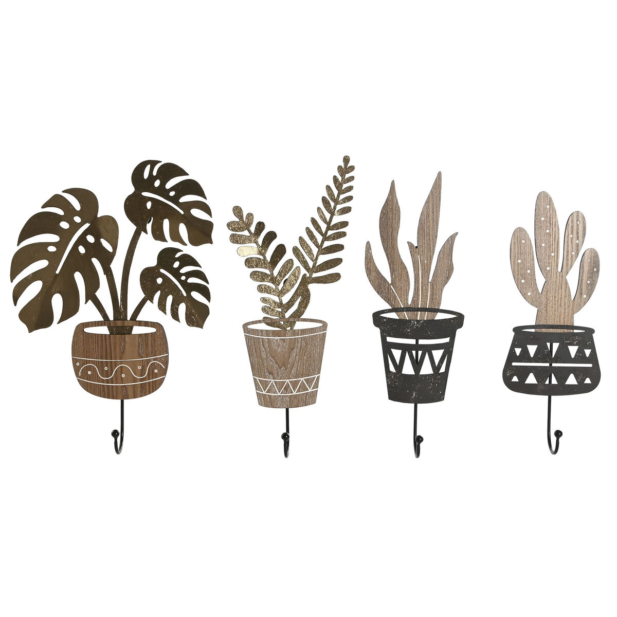 Wall mounted coat hanger Home ESPRIT Natural Metal MDF Wood 16 x 4 x 30 cm (4 Units) Wall mounted coat hanger Home ESPRIT Natural Metal MDF Wood 16 x 4 x 30 cm (4 Units)