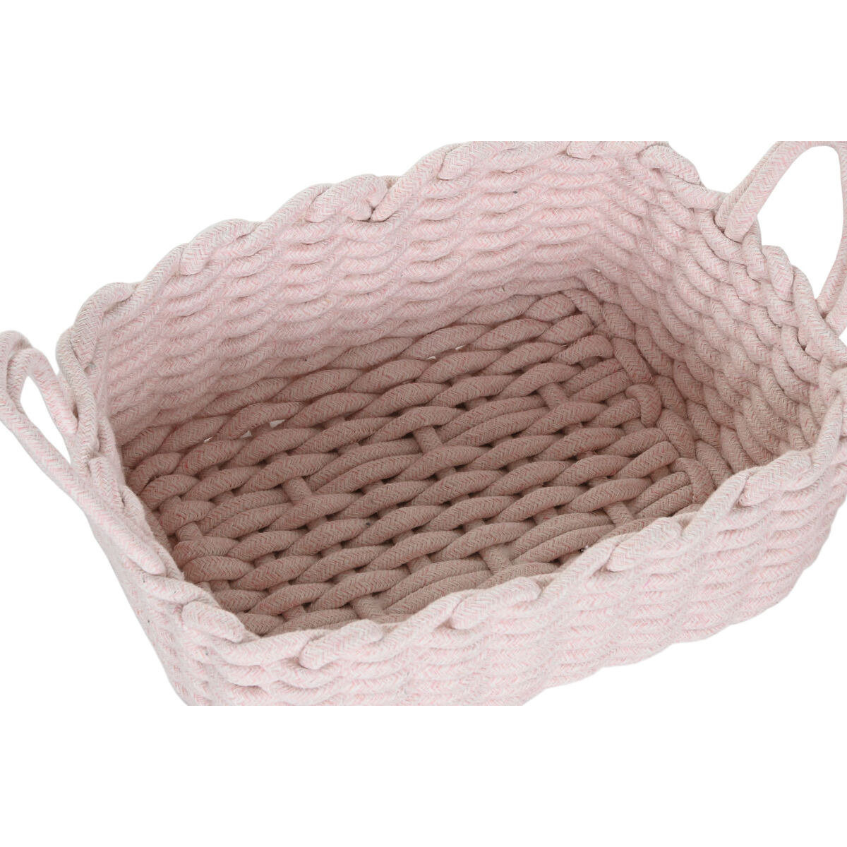 Basket set Home ESPRIT Beige Grey Pink Rope (3 Pieces) (3 Units)