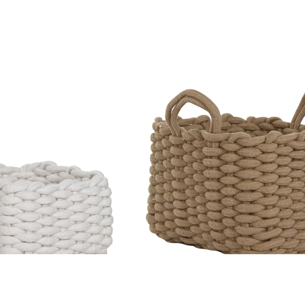 Basket set Home ESPRIT White Beige Rope (3 Pieces) (2 Units)