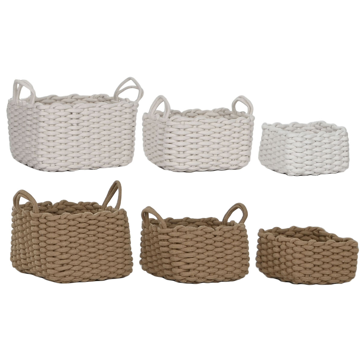 Basket set Home ESPRIT White Beige Rope (3 Pieces) (2 Units)