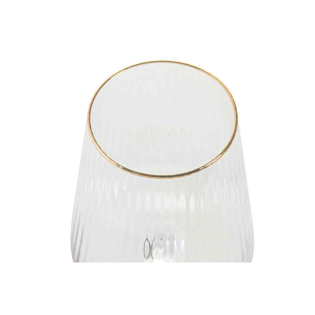 Flat champagne and cava glass Home ESPRIT Transparent Golden Crystal 400 ml (6 Units)