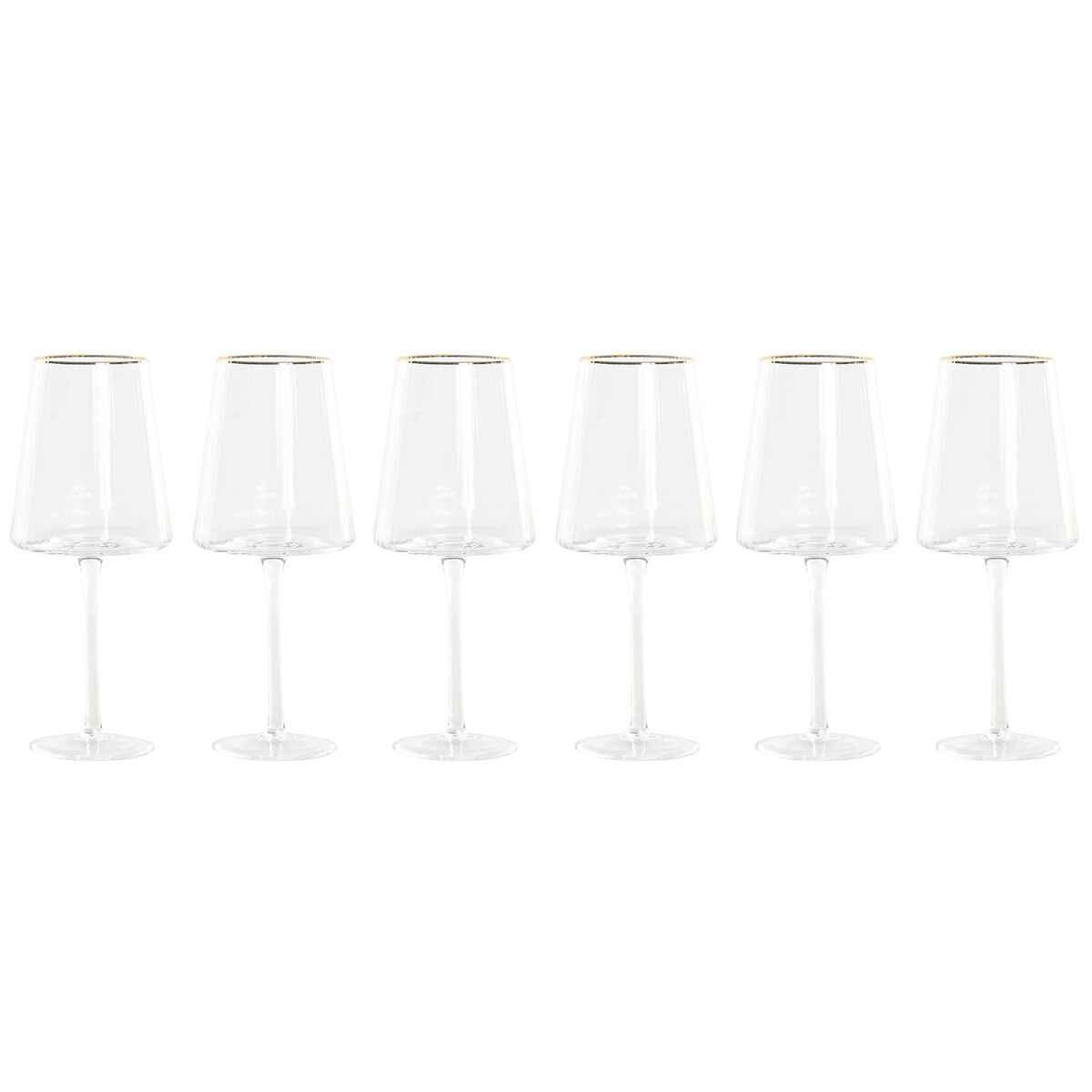 Flat champagne and cava glass Home ESPRIT Transparent Golden Crystal 400 ml (6 Units)