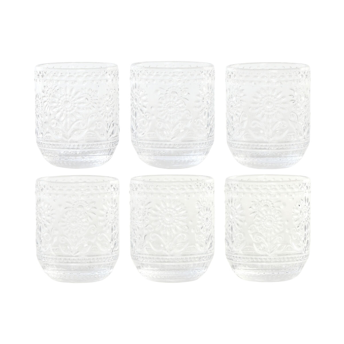 Set of glasses Home ESPRIT Transparent Crystal With relief 360 ml (6 Units)