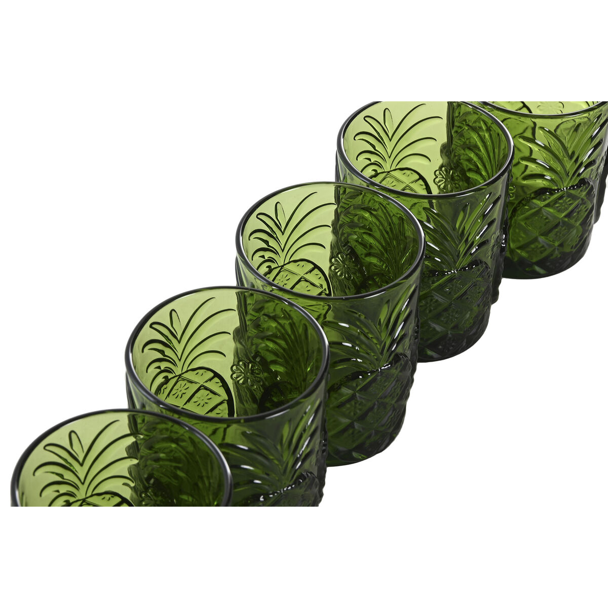 Set of glasses Home ESPRIT Green Crystal With relief 300 ml (6 Units)