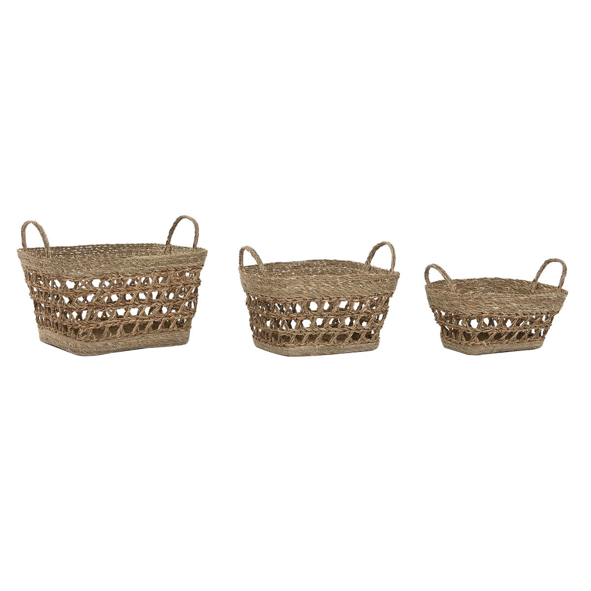 Basket set Home ESPRIT Natural Seagrass Tropical (3 Pieces)