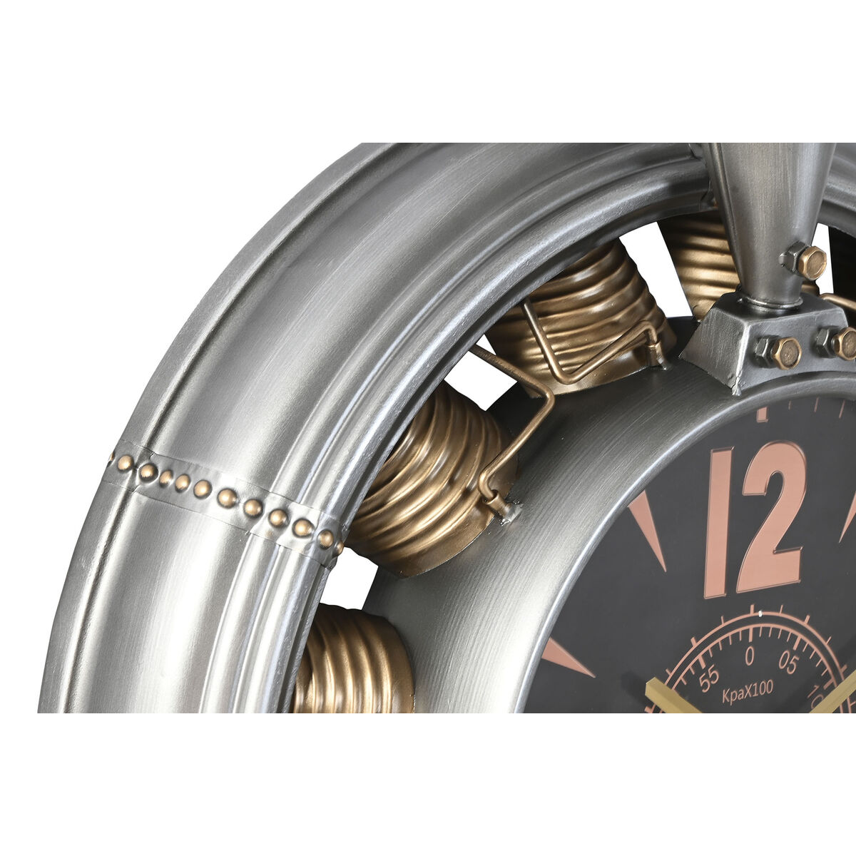 Wall Clock Home ESPRIT Golden Silver PVC Metal Helices Vintage 133 x 24 x 120 cm