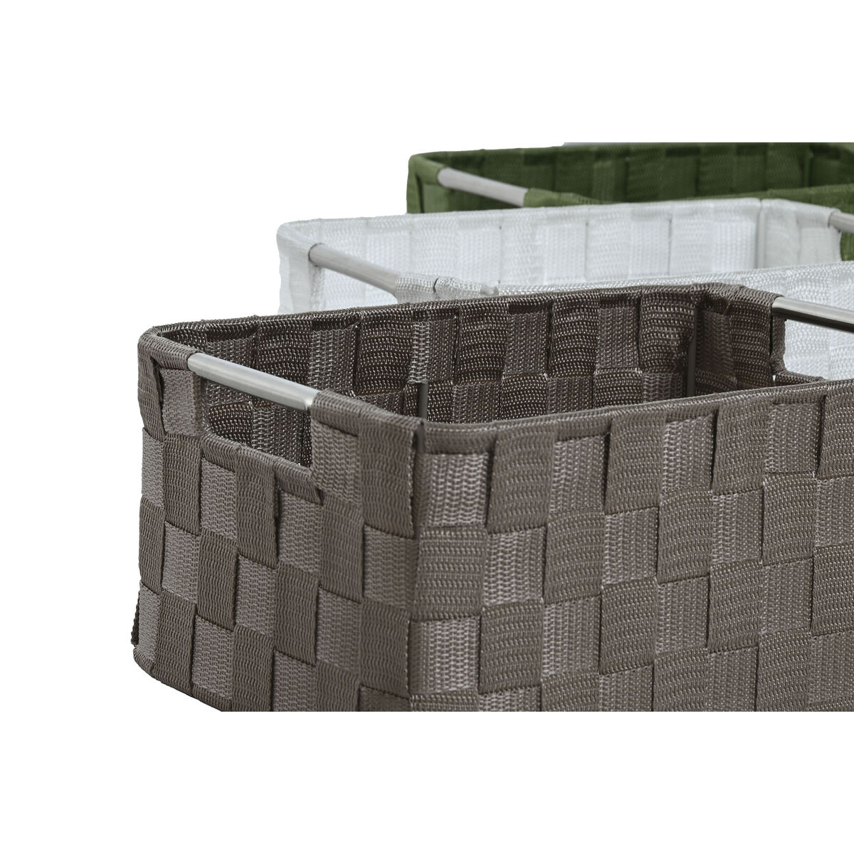 Basket set Home ESPRIT Green Grey Cream Metal polypropylene (3 Pieces) (3 Units)