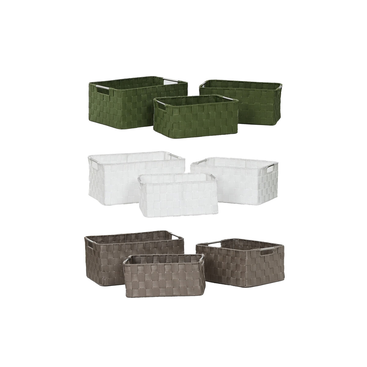 Basket set Home ESPRIT Green Grey Cream Metal polypropylene (3 Pieces) (3 Units)