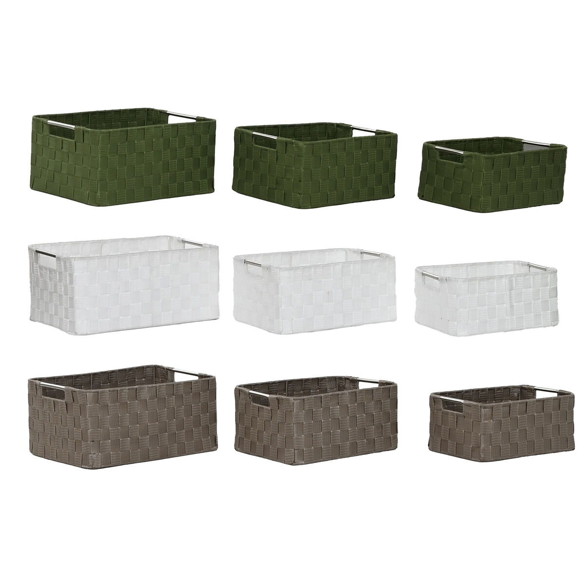 Basket set Home ESPRIT Green Grey Cream Metal polypropylene (3 Pieces) (3 Units)