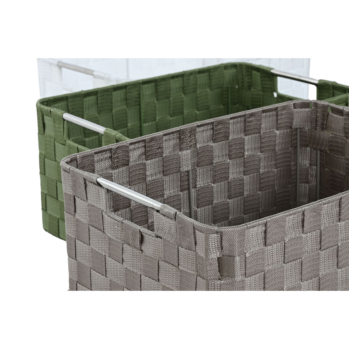 Basket set Home ESPRIT Green Grey Cream Metal polypropylene (3 Units)