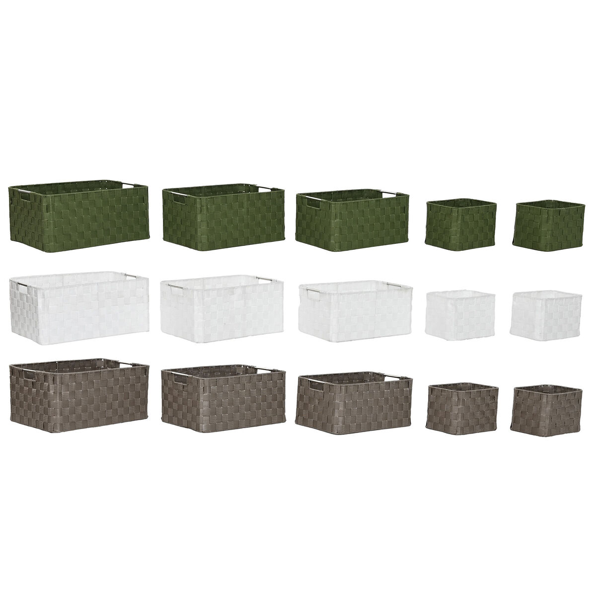 Basket set Home ESPRIT Green Grey Cream Metal polypropylene (3 Units)