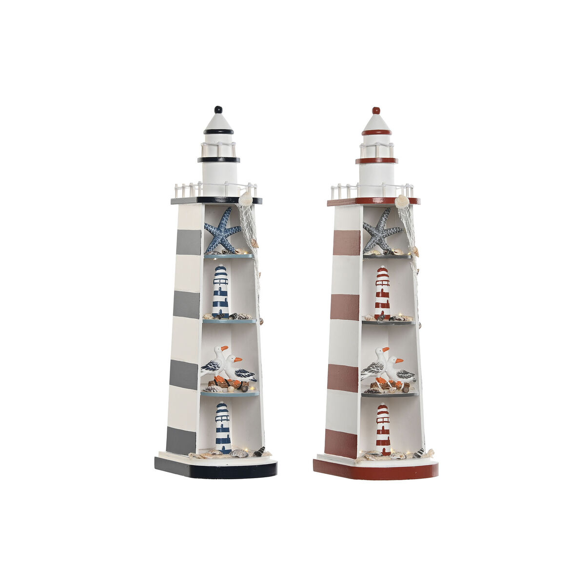 Decorative Figure Home ESPRIT Blue Red Headlight 14 x 16 x 52 cm (2 Units)