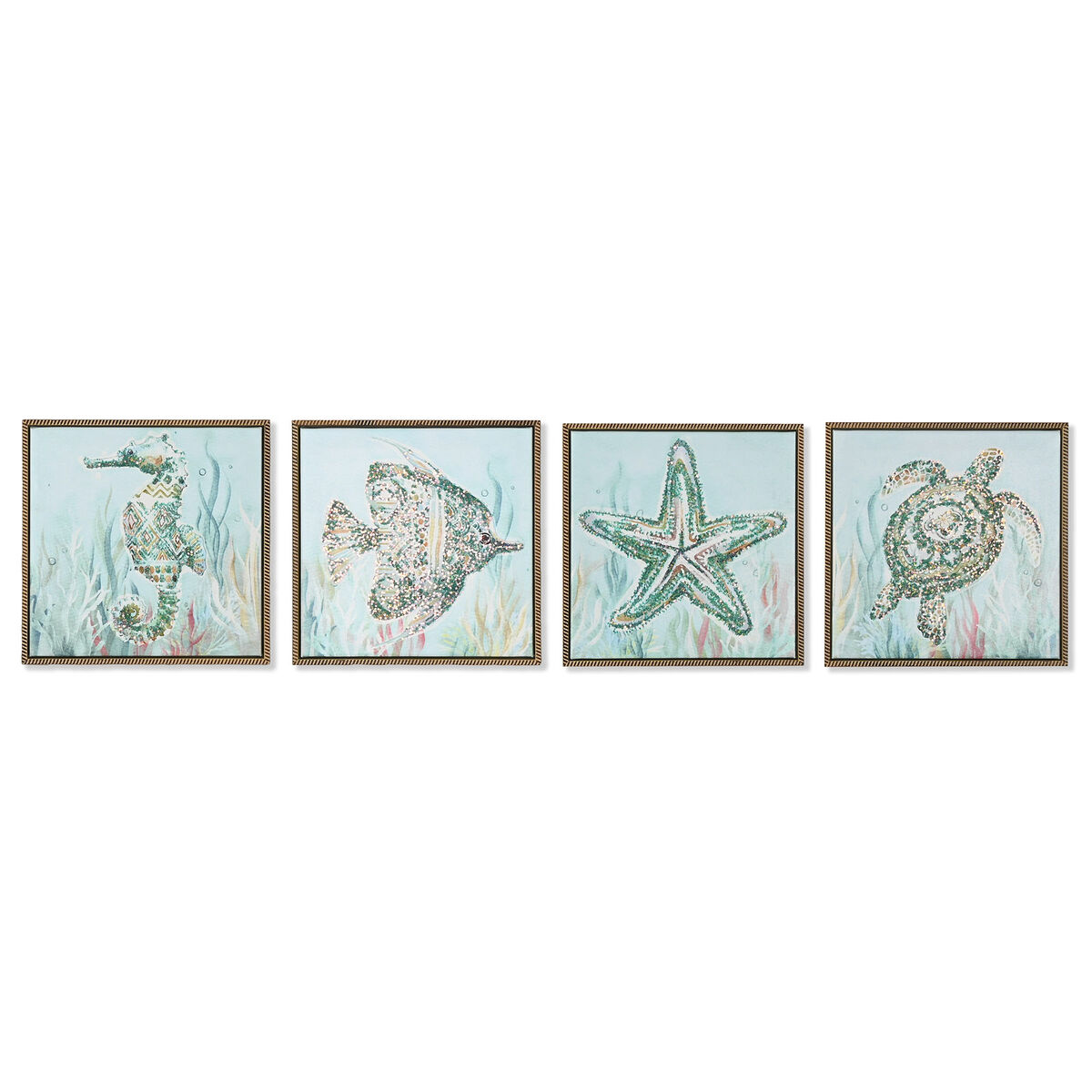 Painting Home ESPRIT Blue White Mediterranean 30 x 3,5 x 30 cm (4 Units)