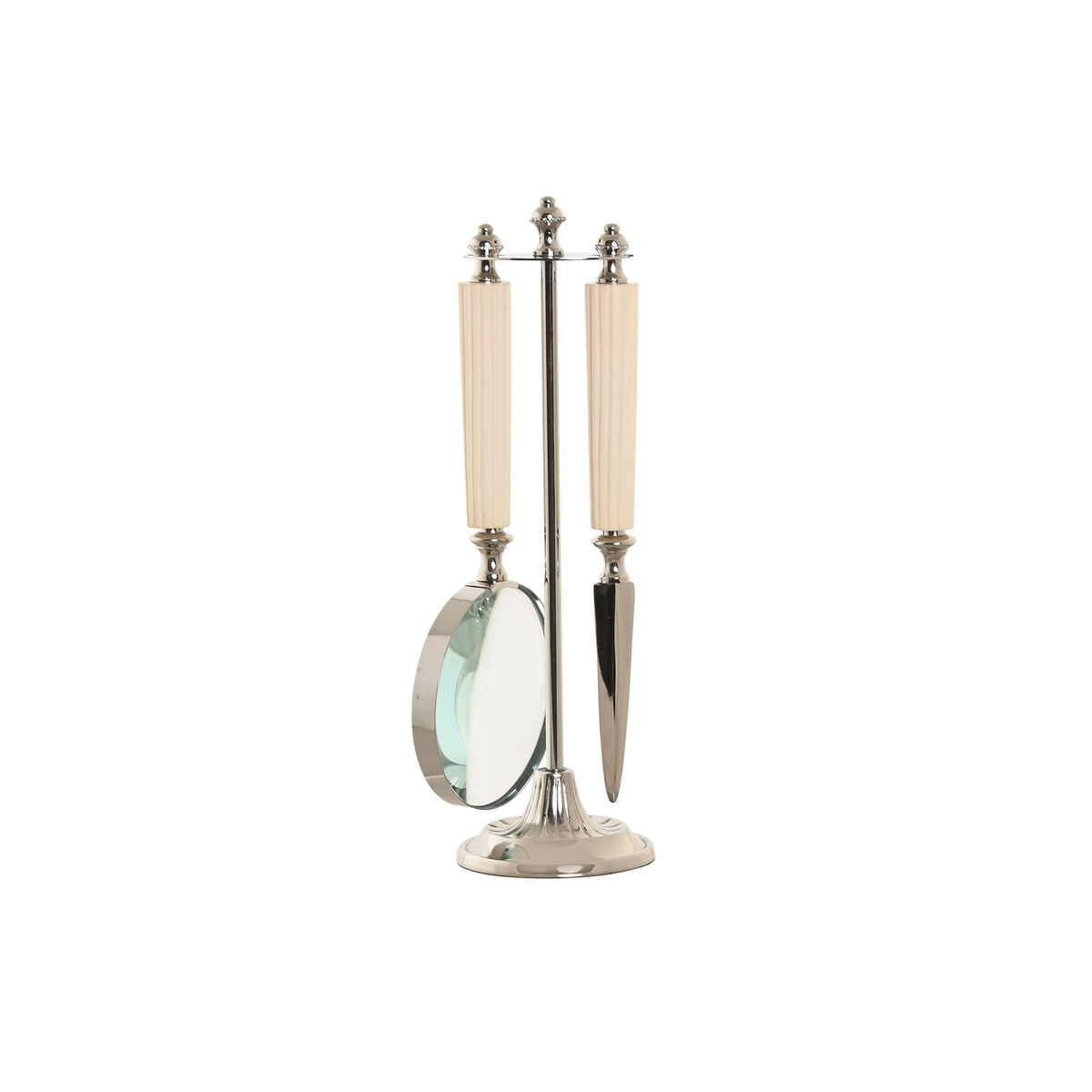 Magnifying glass Home ESPRIT Crystal Steel Bone 8 x 8 x 30 cm