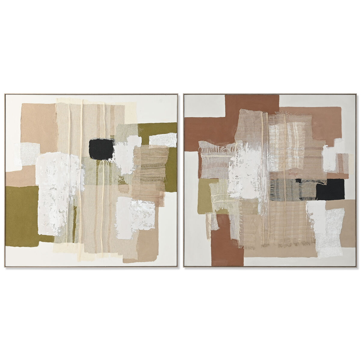 Painting Home ESPRIT Green Beige Abstract Urban 121 x 5,2 x 121 cm (2 Units)