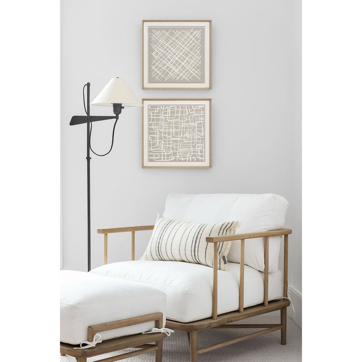Painting Home ESPRIT White Beige Abstract Urban 80 x 5 x 80 cm (2 Units)