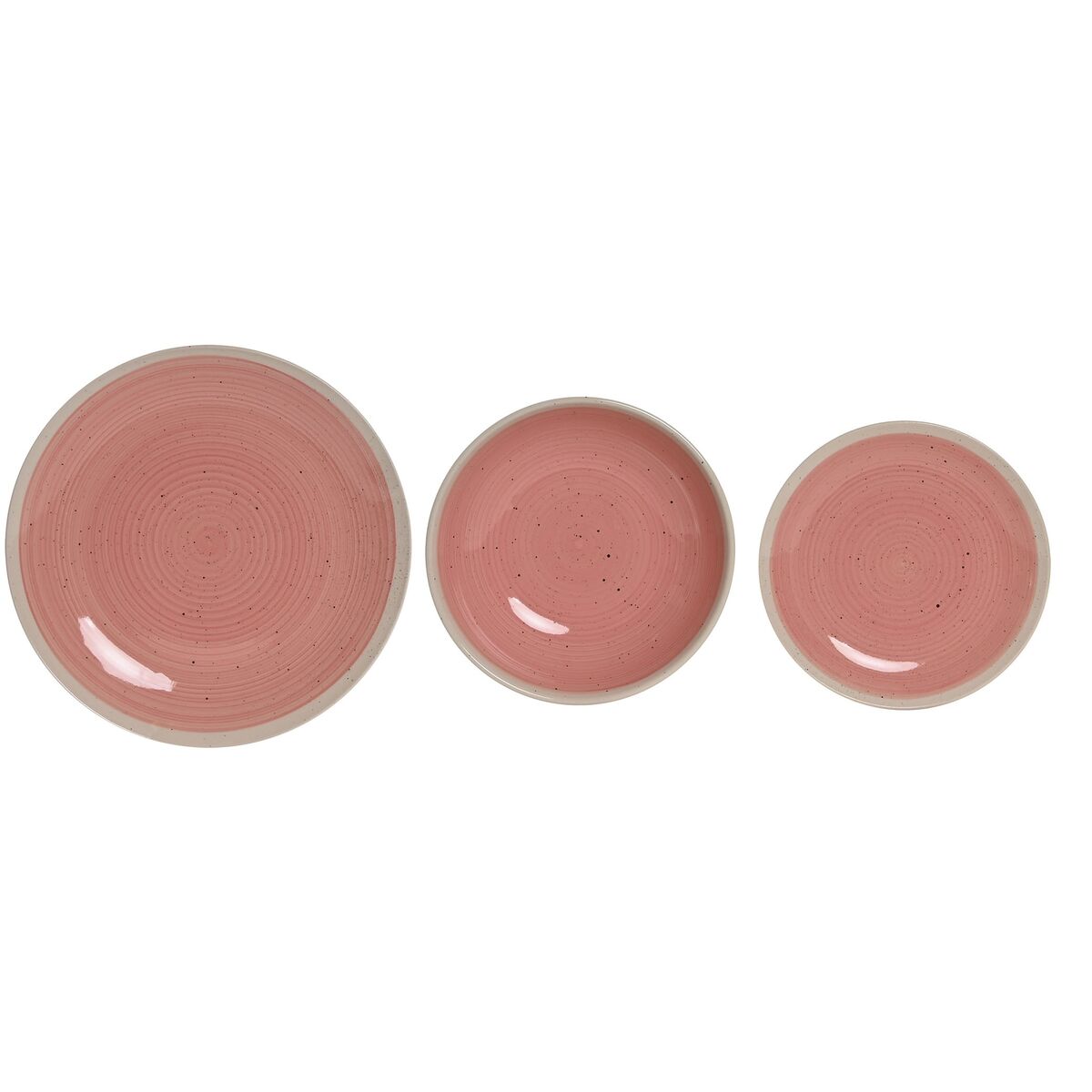 Tableware Home ESPRIT White Pink Stoneware 18 Pieces