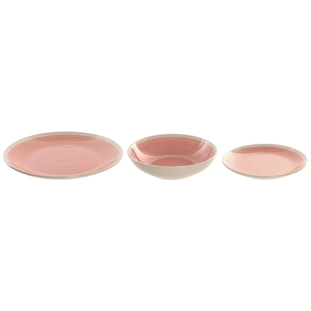 Tableware Home ESPRIT White Pink Stoneware 18 Pieces