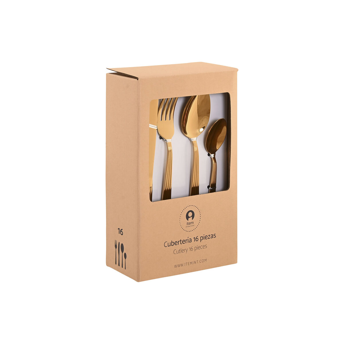 Cutlery Home ESPRIT Golden Stainless steel 15 x 7 x 24 cm 16 Pieces