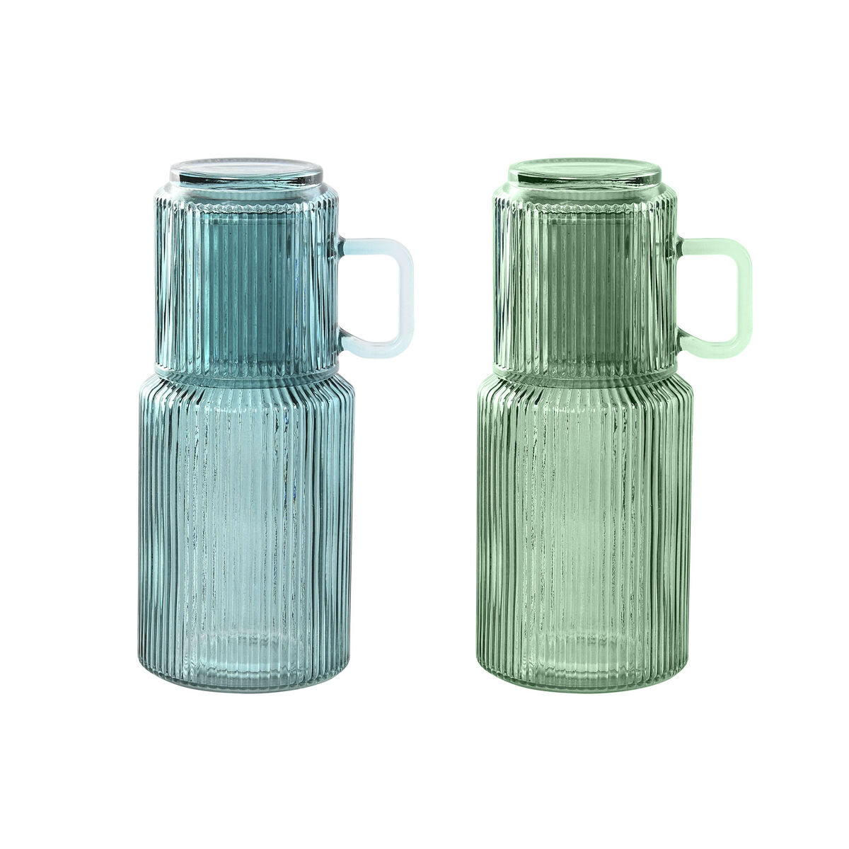 Water bottle Home ESPRIT Blue Green Crystal 1 L (2 Units) Water bottle Home ESPRIT Blue Green Crystal 1 L (2 Units)