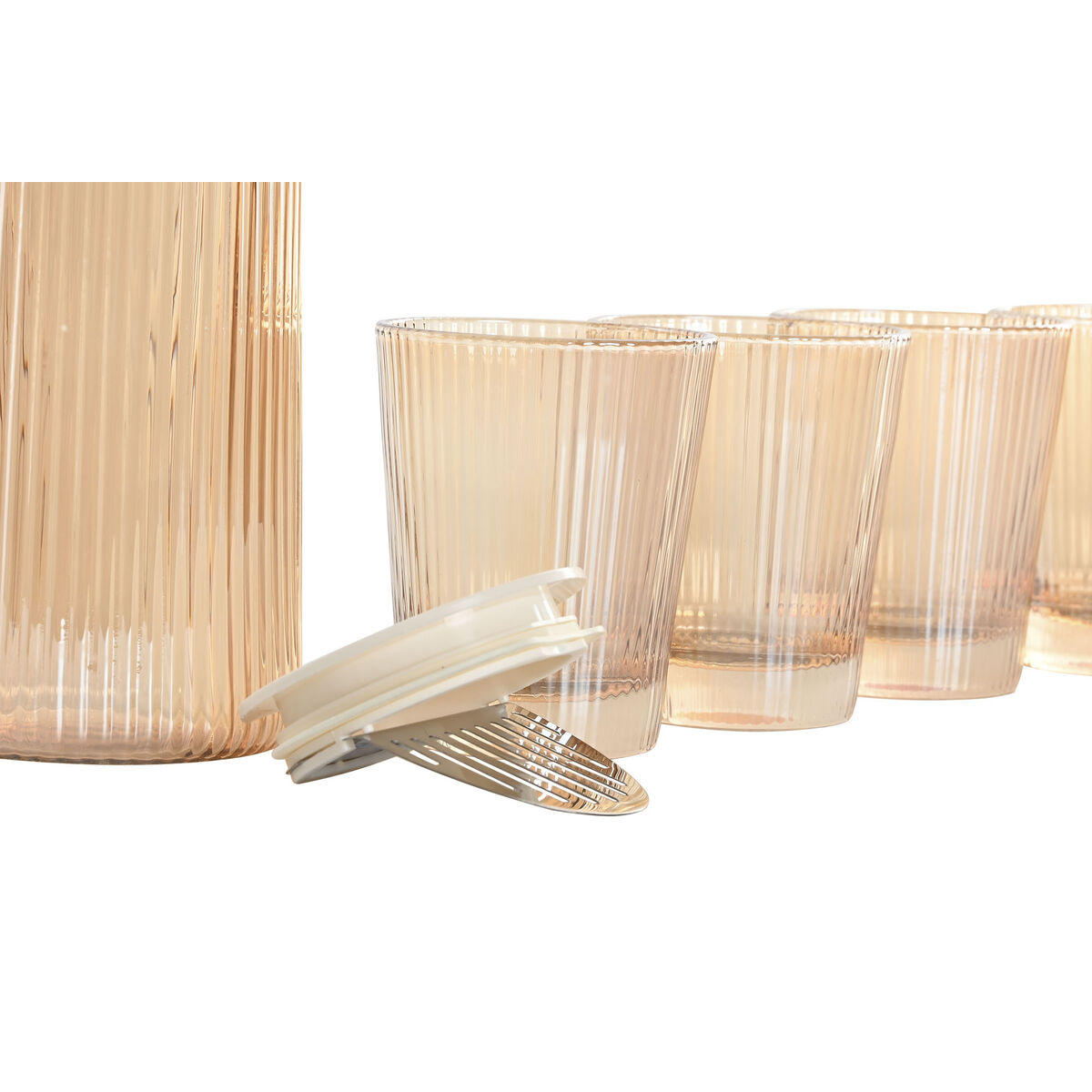 Set of glasses with bottle Home ESPRIT Amber Borosilicate Glass 1,25 L