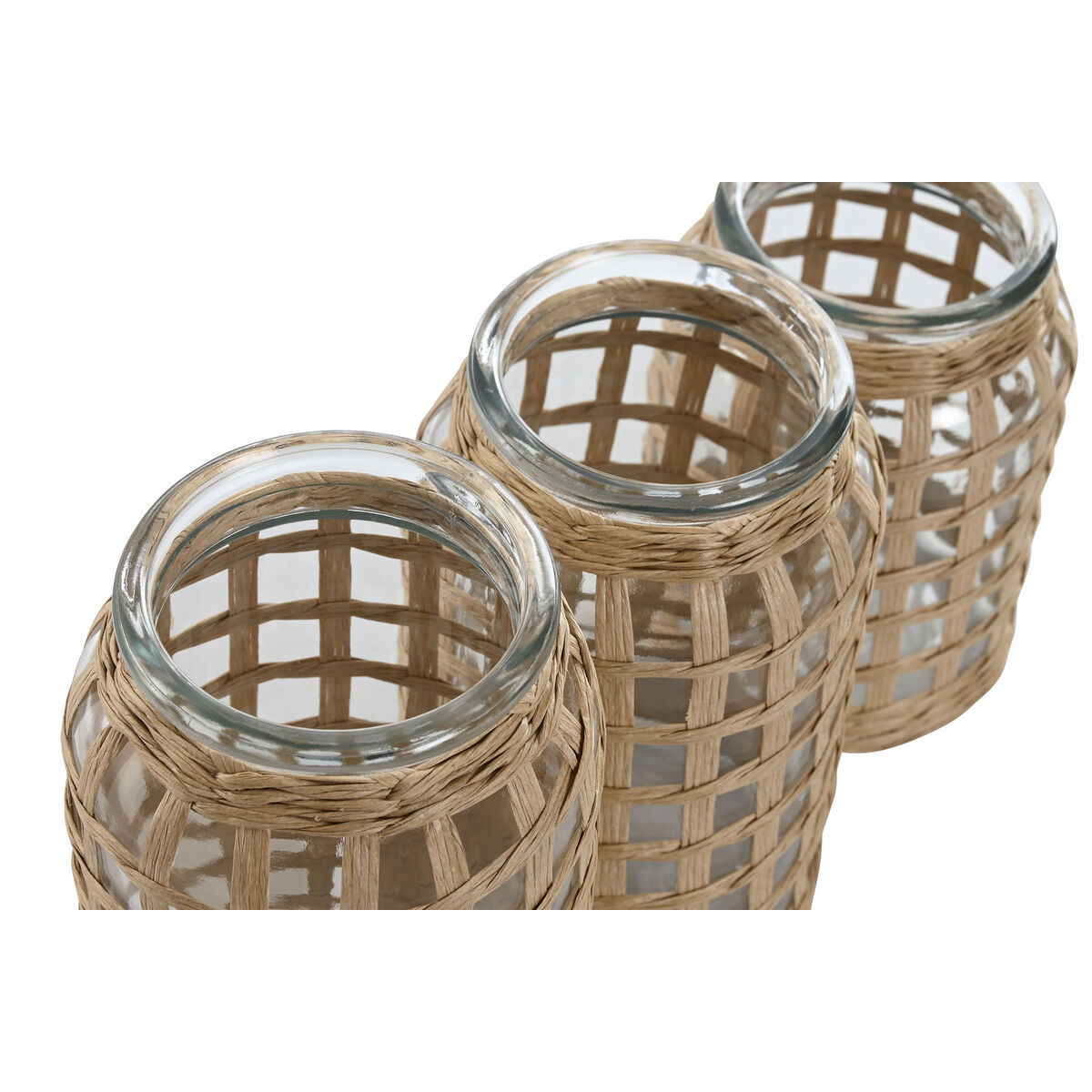 Set of 3 Vases Home ESPRIT Natural Crystal 11 x 11 x 21 cm (3 Pieces)