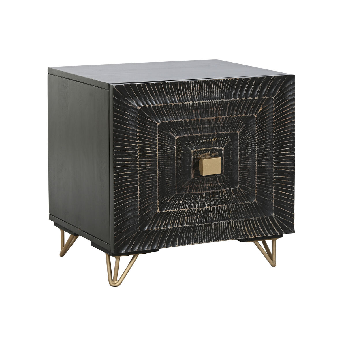 Nightstand Home ESPRIT Black Golden 50 x 40 x 50 cm Nightstand Home ESPRIT Black Golden 50 x 40 x 50 cm