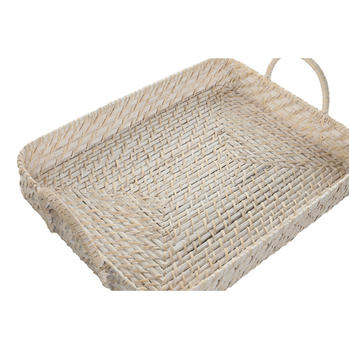 Set of trays Home ESPRIT White Natural Bamboo Rattan 45 x 35 x 13 cm