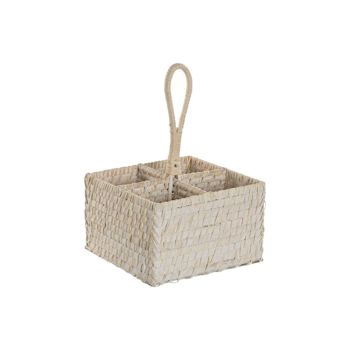 Cutlery basket Home ESPRIT White Natural Bamboo 19 x 19 x 27 cm