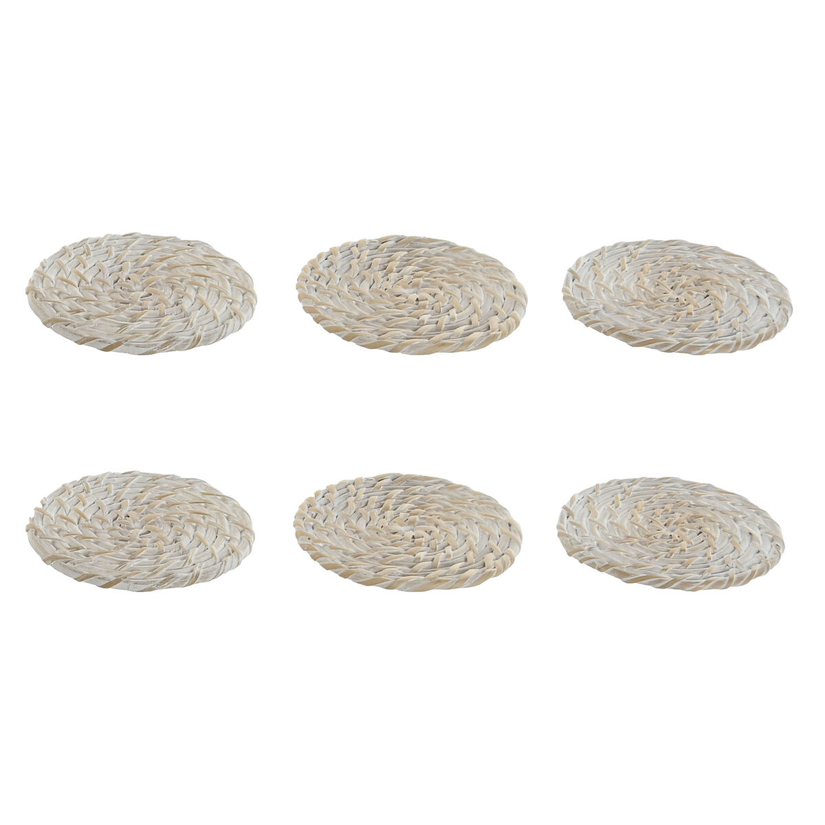 Coasters Home ESPRIT White Natural Bamboo Rattan 12 x 12 x 6 cm