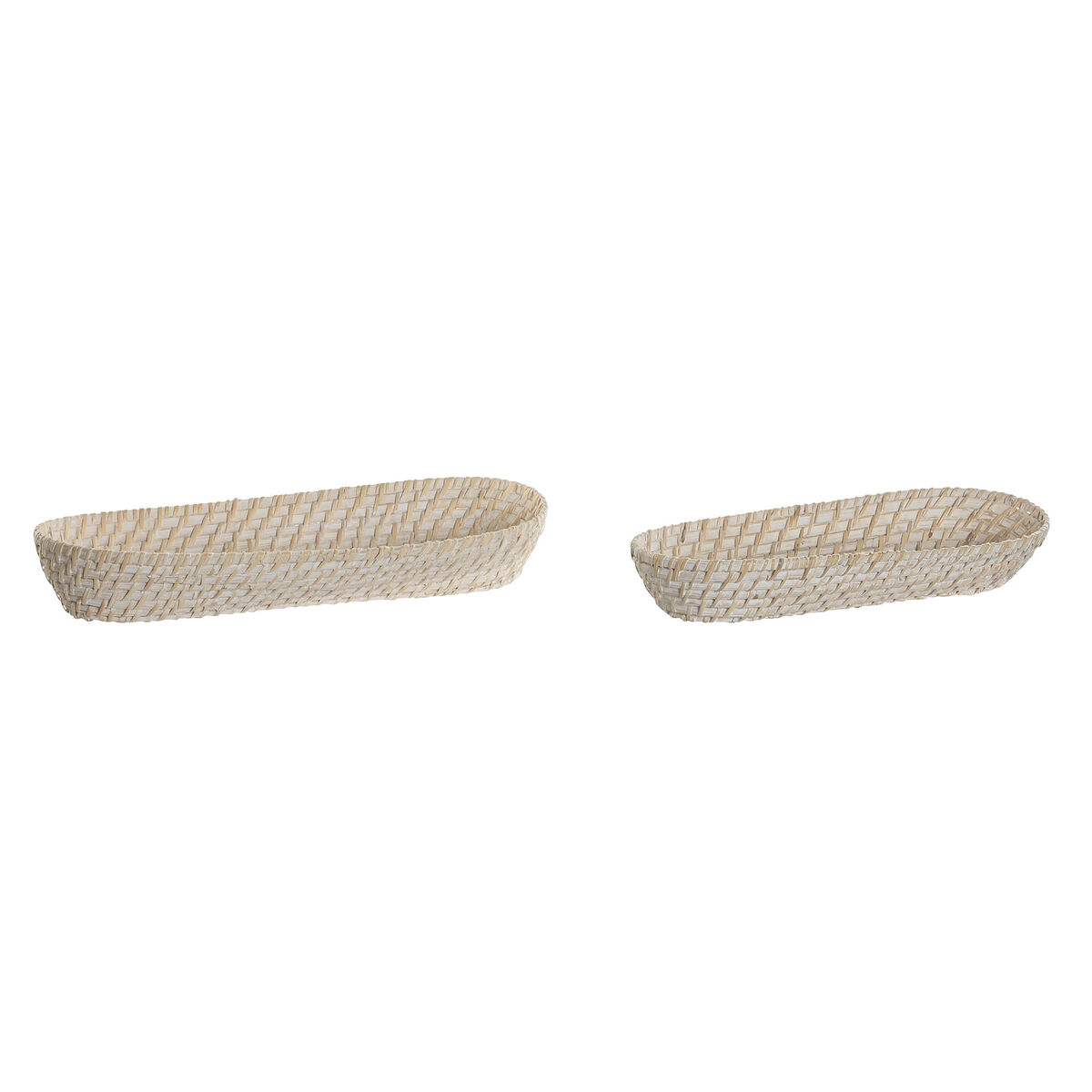 Set of trays Home ESPRIT White Natural 44 x 18 x 7 cm