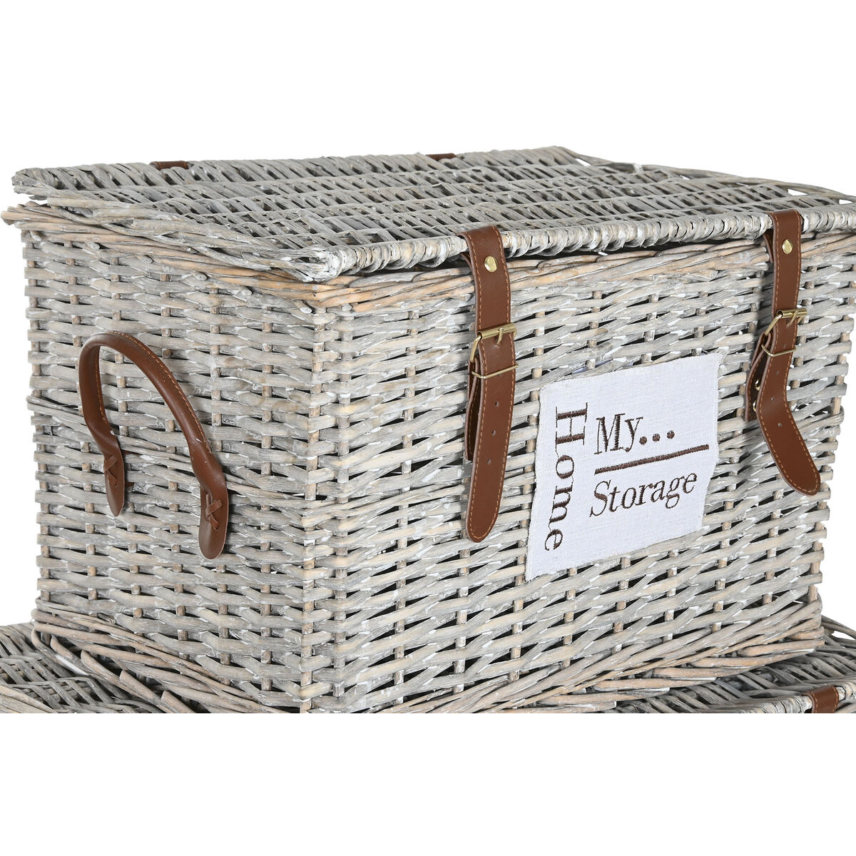 Set of Chests Home ESPRIT Natural wicker 67 x 45 x 46 cm