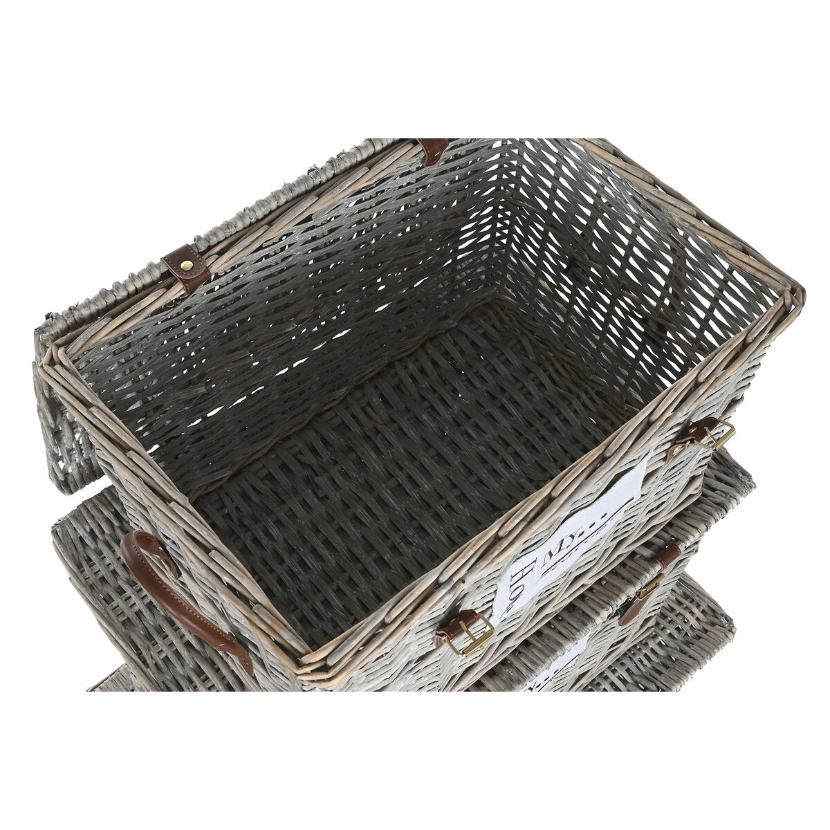 Set of Chests Home ESPRIT Natural wicker 67 x 45 x 46 cm